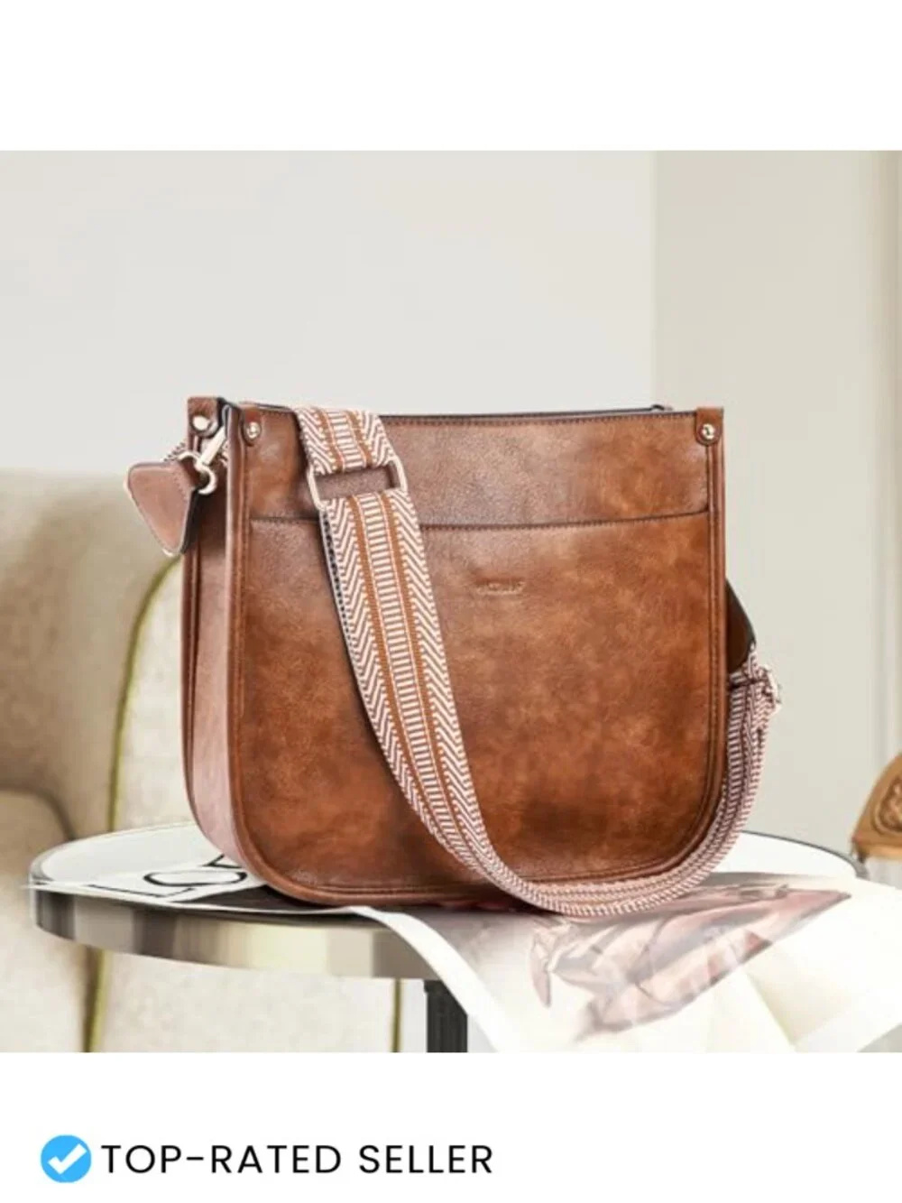 Trendy Vegan Leather Hobo Crossbody Bag with 2 Adjustable Straps